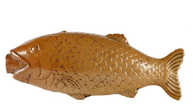 Stoneware fish spirit flask 1839-1847 C Museum of London