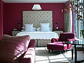 A bedroom at the Soho Hotel