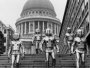 Cybermen outside St Paul's Cathedral. Image courtesy of the BBC