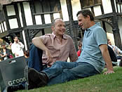 Men relax on Soho Square
