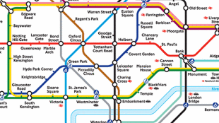 London Underground (Tube) map detail. Copyright Transport for London