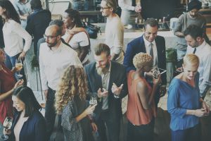 Aerial view of a group of people at a social event
