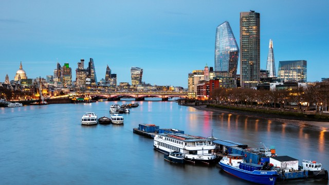 A view of the River Thames towards Southbank and the City