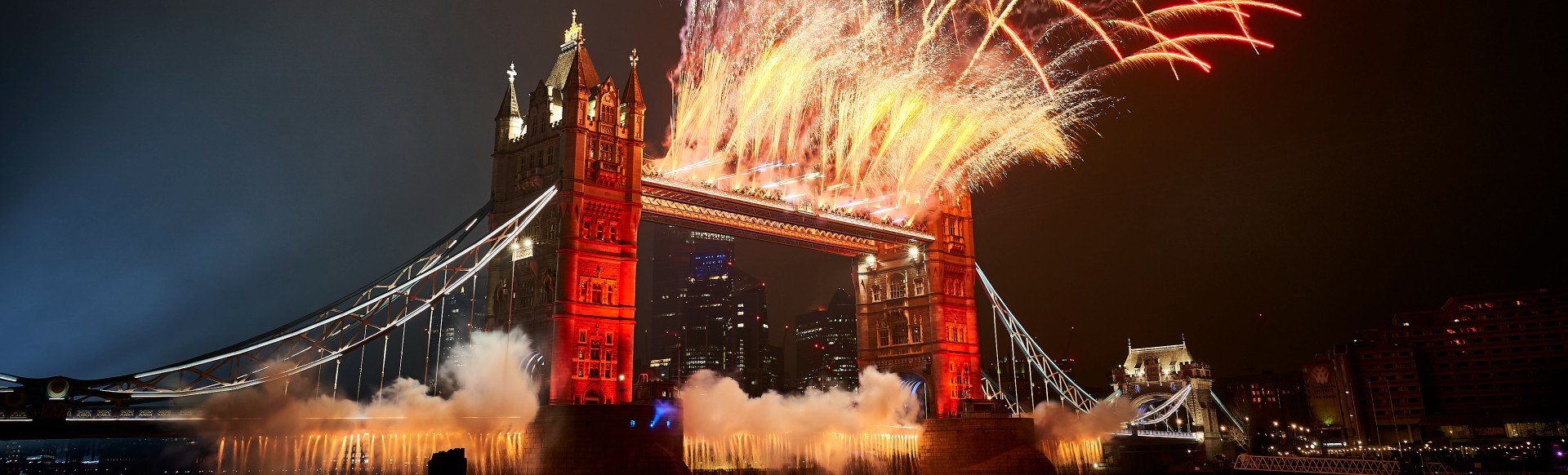 London's spectacular New Year's Eve fireworks. Credit: Ben Broomfield. Image courtesy of the Greater London Authority. View of London's spectacular New Year's Eve fireworks over Tower Bridge.