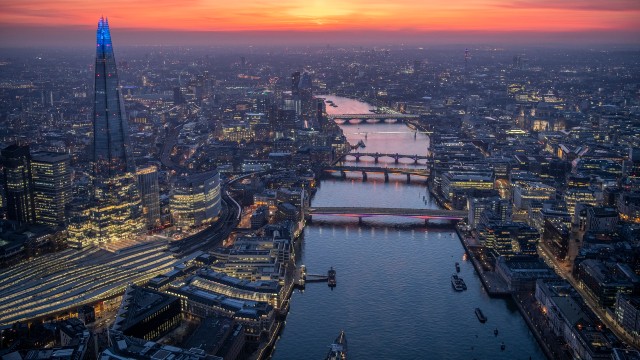 A view of Thames showing London Bridge to Millennium Bridge.