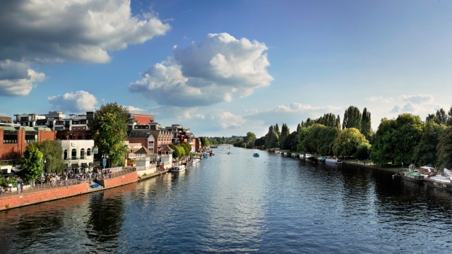 Leafy view over the river Thames in sunny Kingston upon Thames.