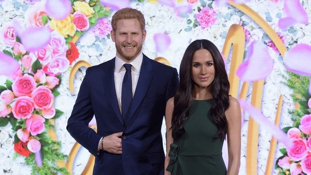 Wax figures of Harry and Meghan at Madame Tussauds