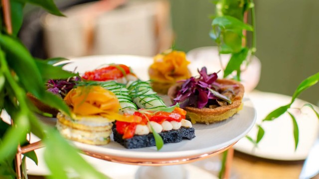 Try a nature-inspired afternoon tea at Farmacy. Image courtesy of Farmacy.