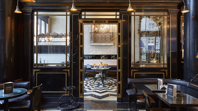 The darkly lit interior of The Wolseley.
