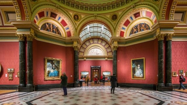 See works at the National Gallery. Image courtesy of The National Gallery. The National Gallery art exhibition space in London.