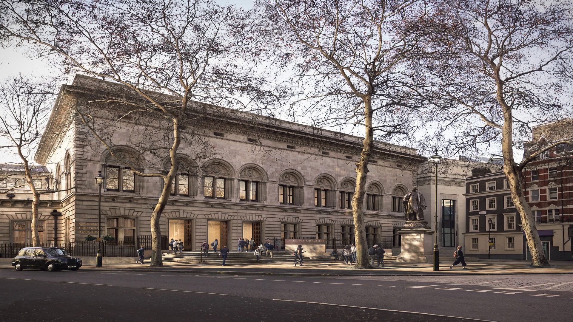 An image of the proposed new forecourt at the National Portrait Gallery.