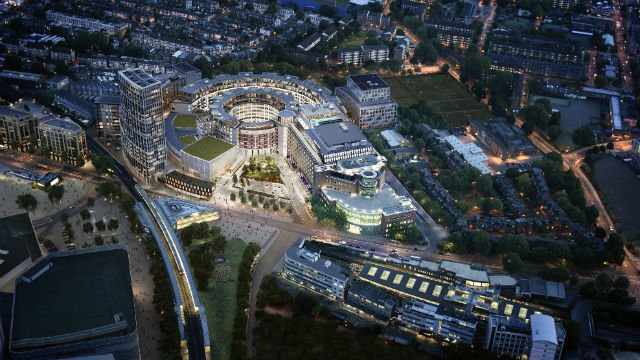 Aerial view of BBC Television Centre