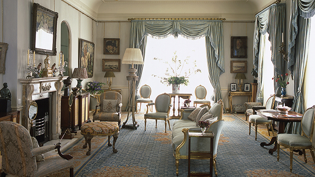 Interior, Clarence House. A lavishly decorated room.
