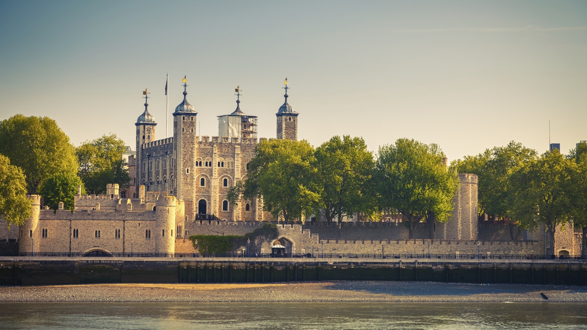 Tower of London viewed from the river Thames. 