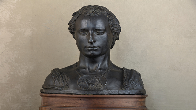 Bronze bust of a young man, part of Donatello Sulpting the Renaissance exhibition at the Victoria and Albert museum.