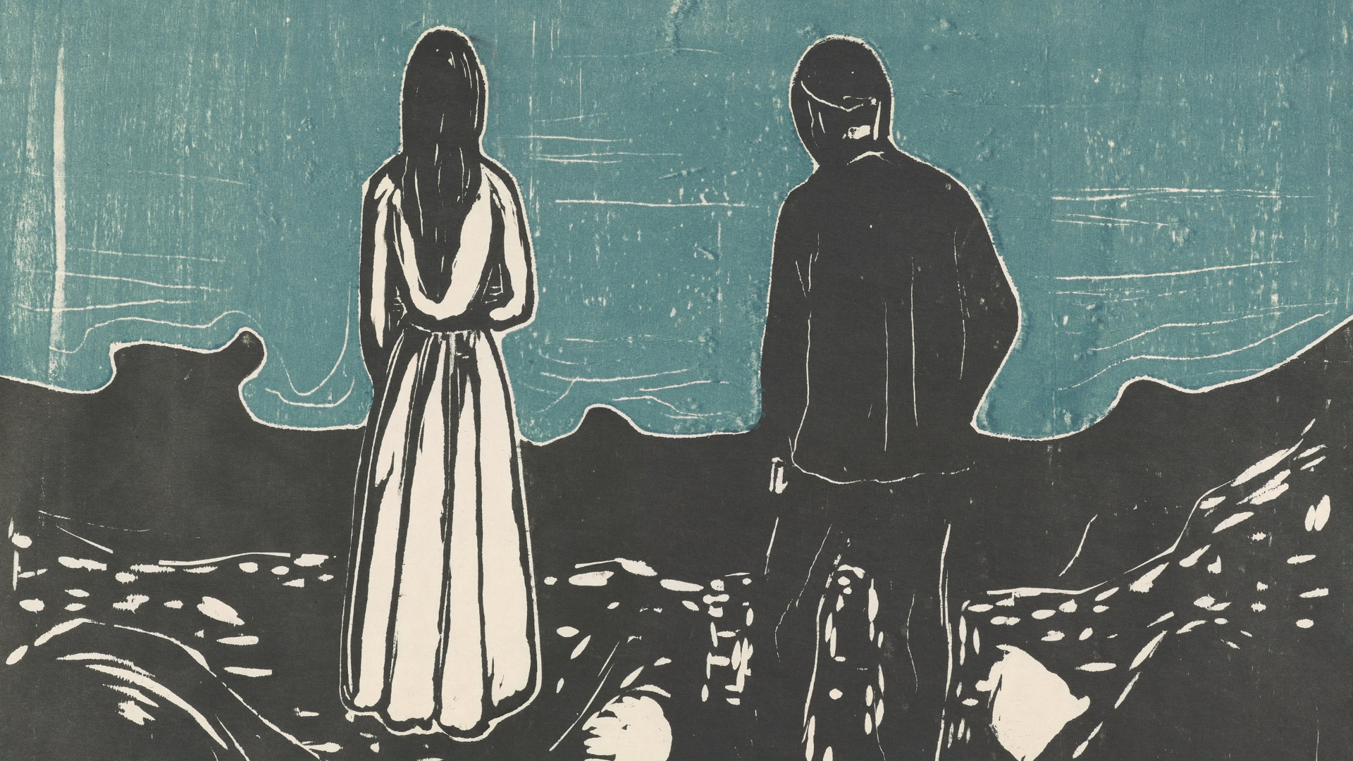 The Lonely Ones by Munch as part of the Edvard Munch: Love and Angst exhibition at the British Museum