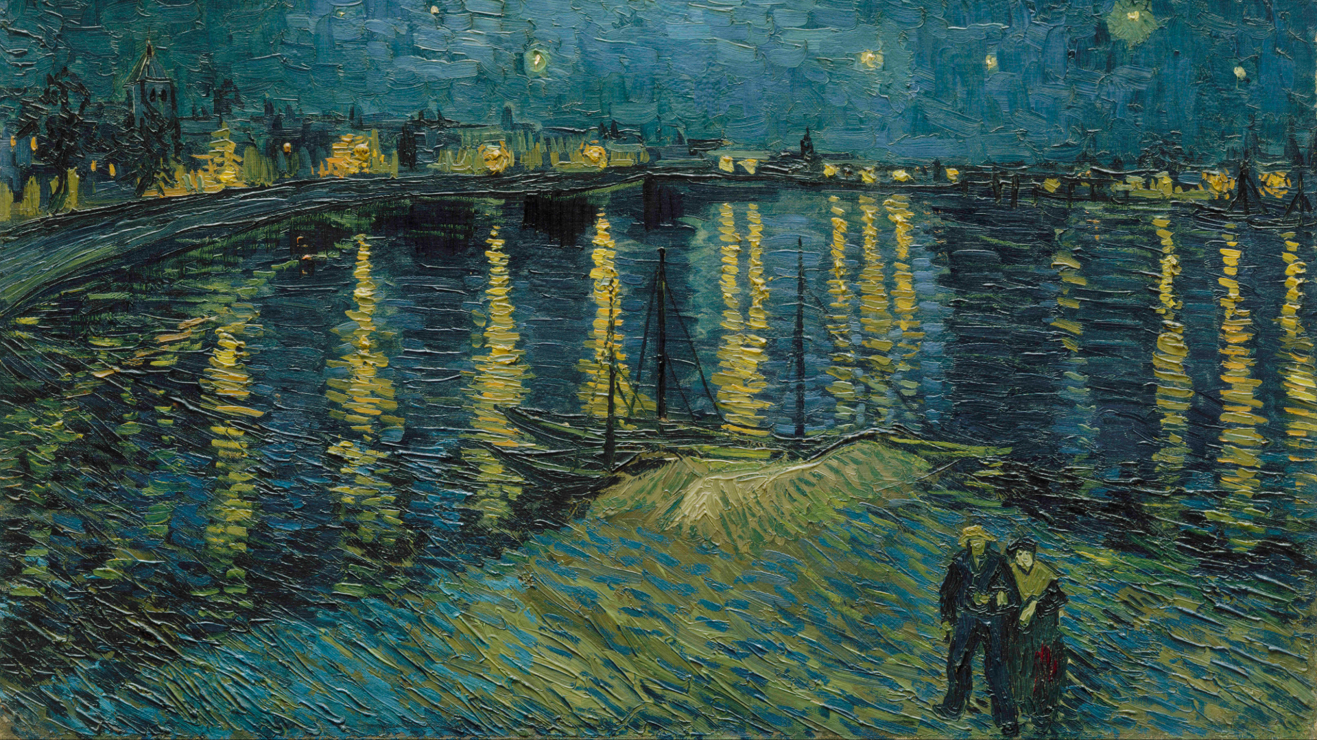Starry Night on the Rhône by Van Gogh as part of the Van Gogh and Britain exhibition at Tate Britain