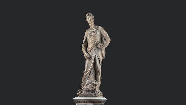 The marble statue of David by Donatello is exhibited at the Victoria and Albert Museum