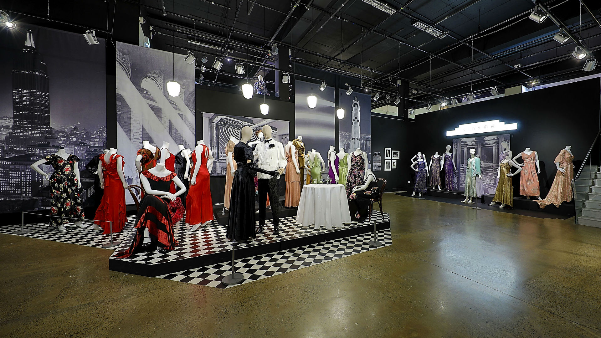 Photographs and garments from Night and Day exhibition at the Fashion and Textile Museum
