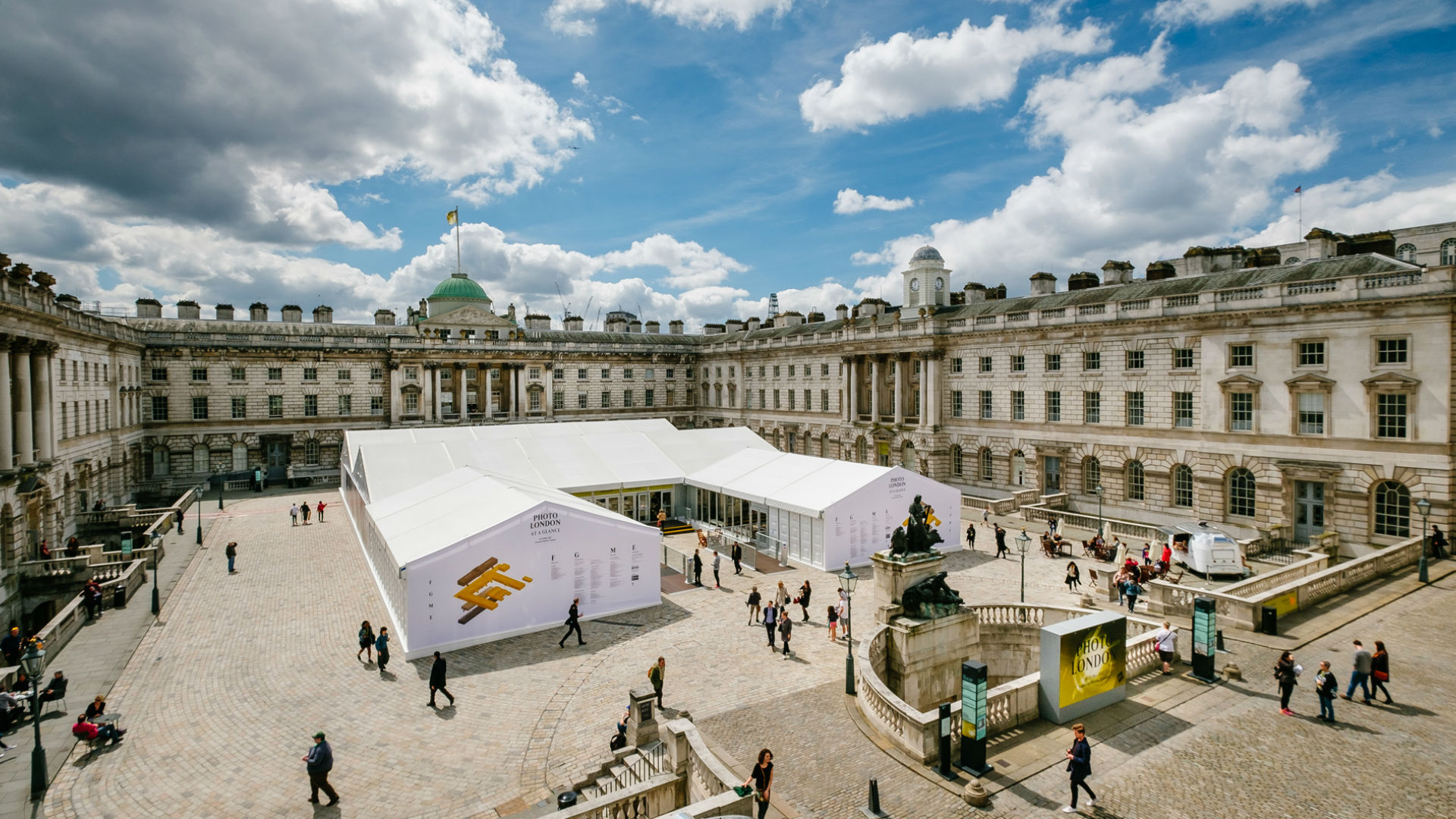 The Photo London tented village in Somerset House's courtyard. Image courtesy of Photo London