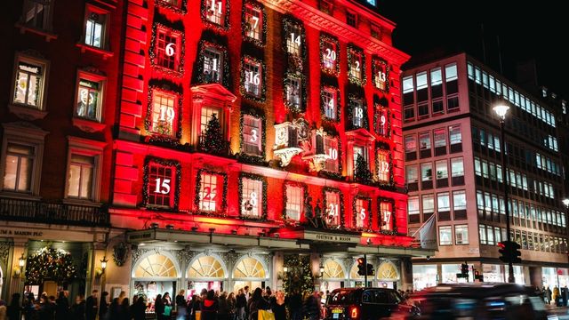 Fortnum and Masons in London covered in the christmas advent decorations.