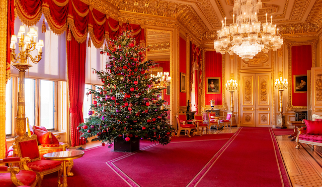 Christmas tree in sumptuous surroundings at Windsor Castle