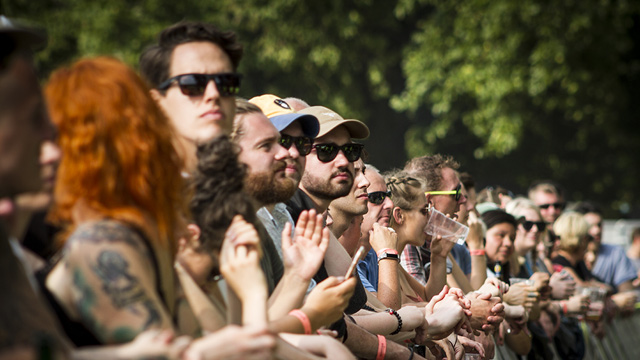 Fans wait for the music to start at the British Summer Time music festival in Hyde Park, London