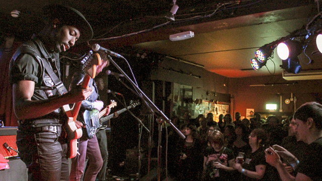 The Bohicas performing to a crowd at The Half Moon pub in London
