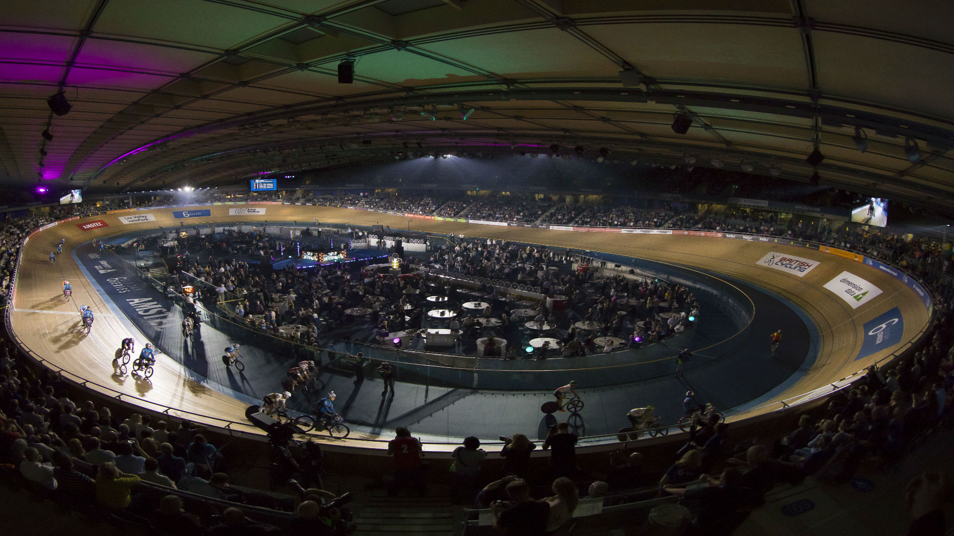 A picture of the Lee Valley VeloPark velodrome hosting Six Day London.