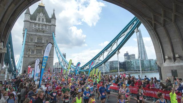 Runners crossing Tower Bridge