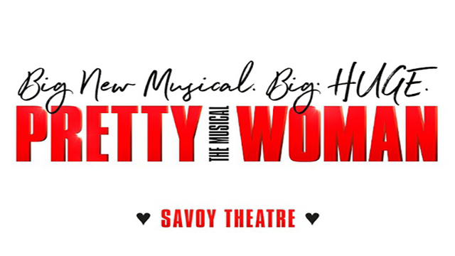 Offizielles Plakat des Musicals Pretty Woman, mit dem Titel in roten Großbuchstaben auf dem Plakat.