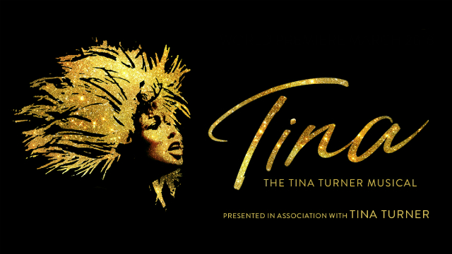 Affiche de la comédie musicale de Tina Turner en couleur or.