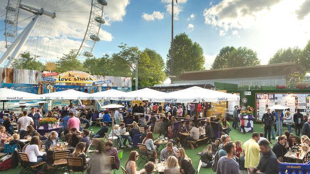 Street food market at Underbelly Festival