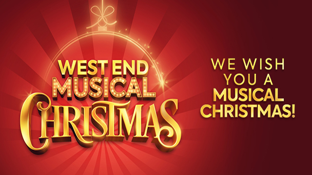 Official poster of the West End Christmas Musical has a red background with the text in gold.