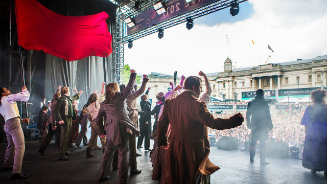 Cast of Les Miserables performing during West End LIVE