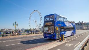 Discover London on an open-top bus tour. Image courtesy of Golden Tours.