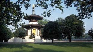 The Peace Pagoda at Battersea Park. Image courtesy of Batetrsea Park.