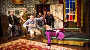 See The Play That Goes Wrong at the Duchess Theatre, where everything falls appart. Image courtesy of See Tickets.
