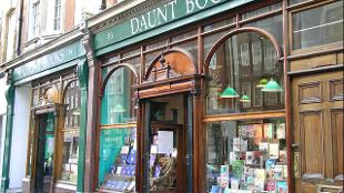 The shopfront of Daunt Books Marylebone High Street. Image courtesy of Daunt Books.