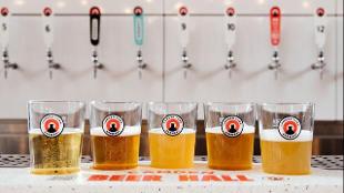 A flight of beers from Camden Town Brewery. Image courtesy of Golden Tours.