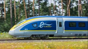 A Eurostar train in motion. Photo: Nathan Gallagher. Image courtesy of Eurostar.