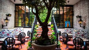 Courtyard seating at Red Rooster. Image courtesy of The Curtain
