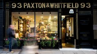 The front window of Paxton & Whitfield, Jermyn Street. Image courtesy of Paxton & Whitfield.