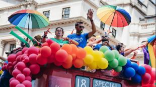 Pride Parade bus. Image courtesy of Shutterstock.