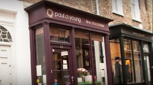 The shop front of Paul A Young Fine Chocolates. Image courtesy of Paul A Young Fine Chocolates.