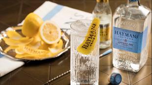 Gin and tonic with bottle. Image courtesy of Hayman's of London.