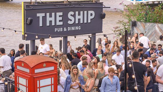 People on the terrace at The Ship. Credit: Ella Umney. Image courtesy of The Ship. People on the terrace at The Ship. Credit: Ella Umney. Image courtesy of The Ship.