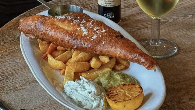 Fish and chips at The White Cross. Image courtesy of Young's.