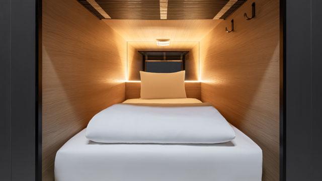 A capsule cocoon at Zedwell Piccadilly. Credit: Zedwell. Image courtesy of Criterion Capital.