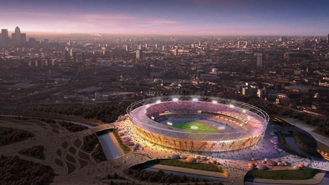 LOCOG Aerial view of Olympic Park